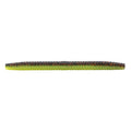 Fishing soft plastic lure, yellow-green color with speckled segmented body