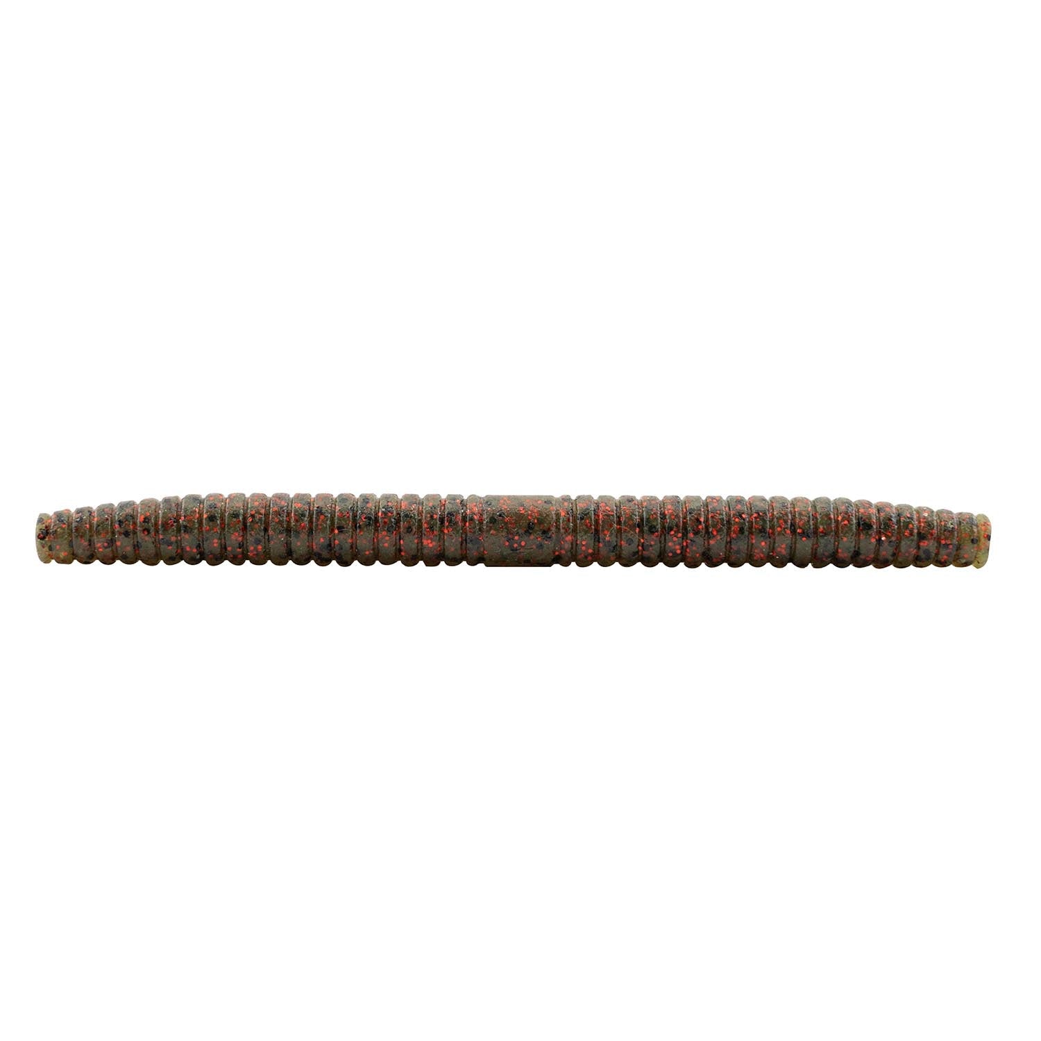 Fishing soft plastic lure, brown and orange speckled segmented body