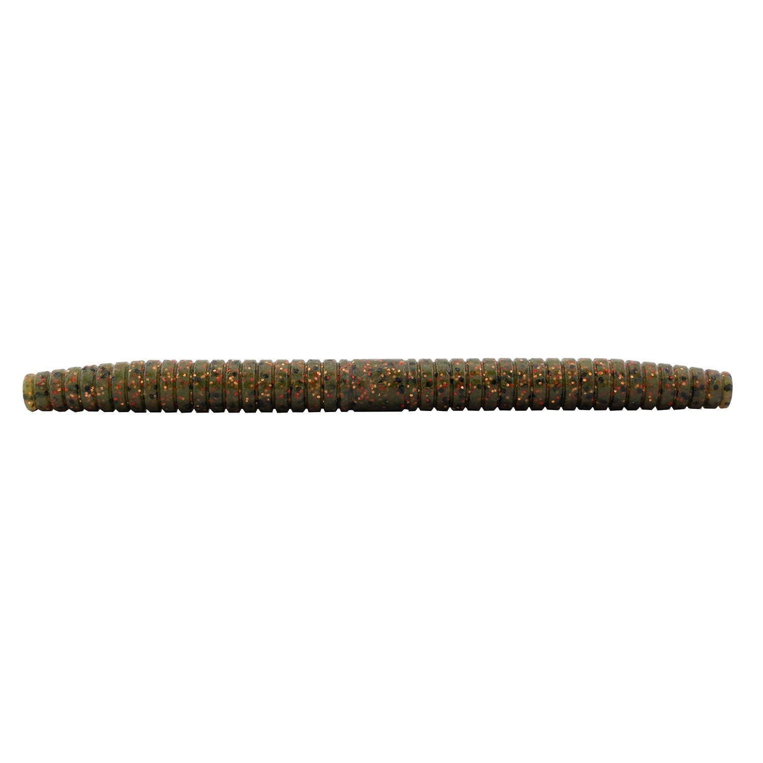 Fishing soft plastic lure, olive-brown speckled segmented body