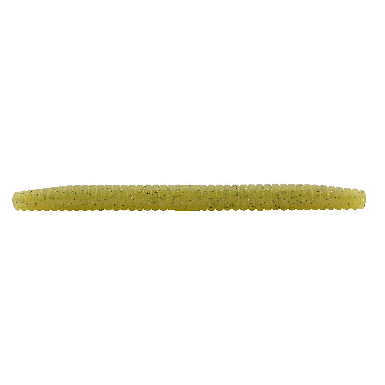 Fishing soft plastic lure, light green color with speckled texture