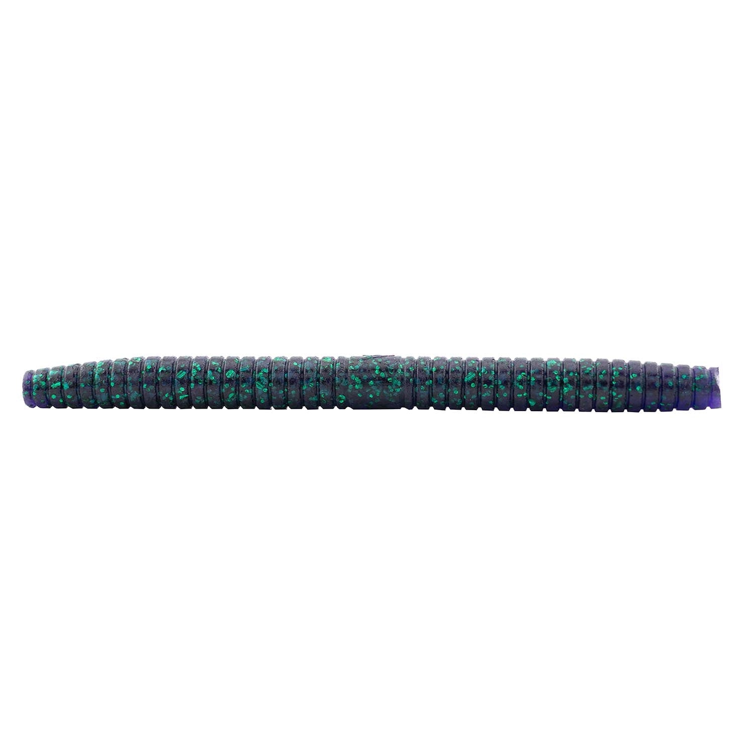 Fishing soft plastic lure, teal and purple speckled segmented body