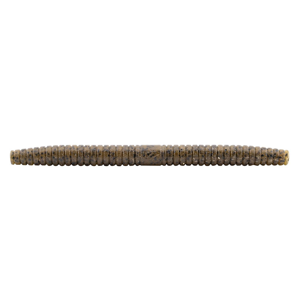 Fishing soft plastic lure, gray-brown color with speckled segmented body