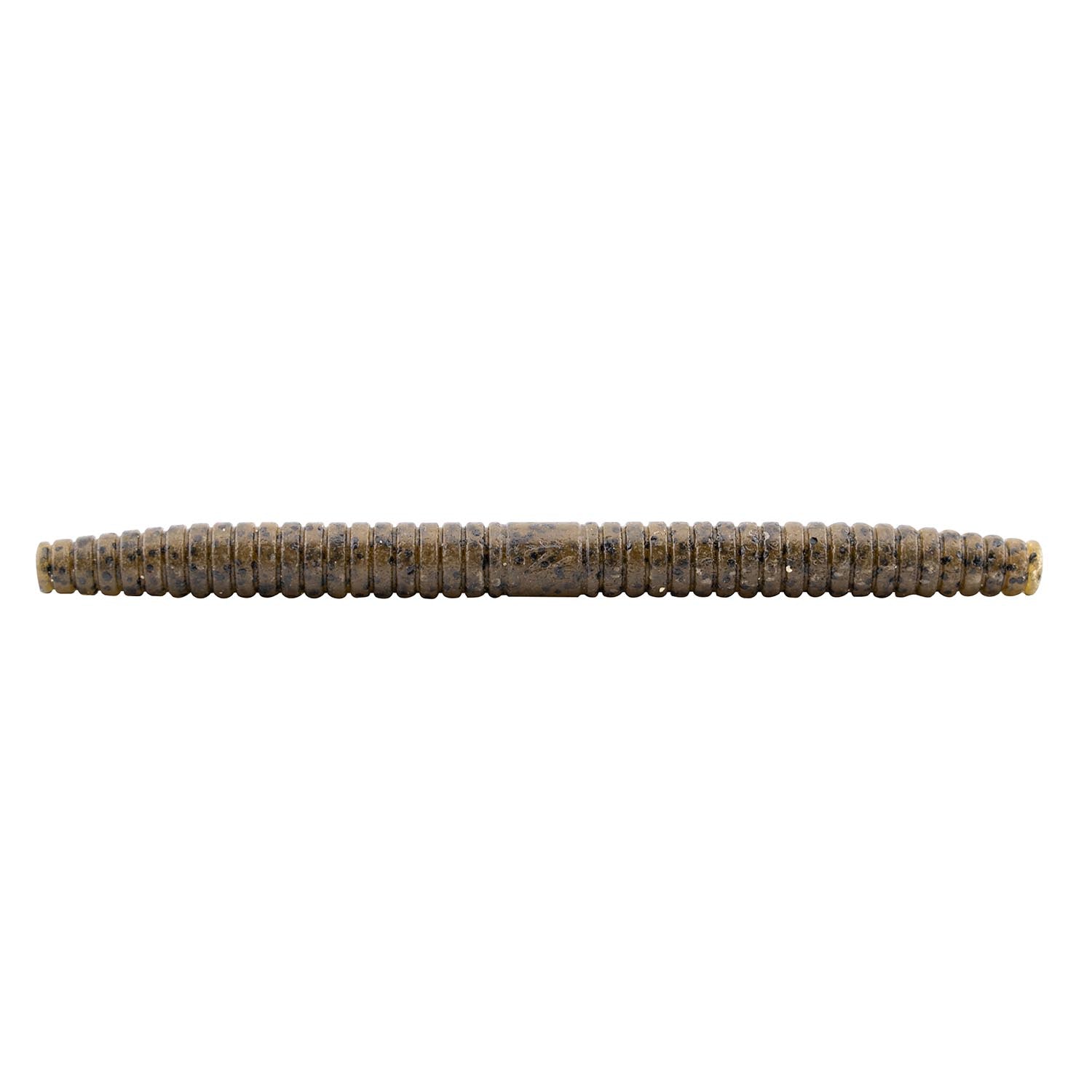 Fishing soft plastic lure, gray-brown color with speckled segmented body