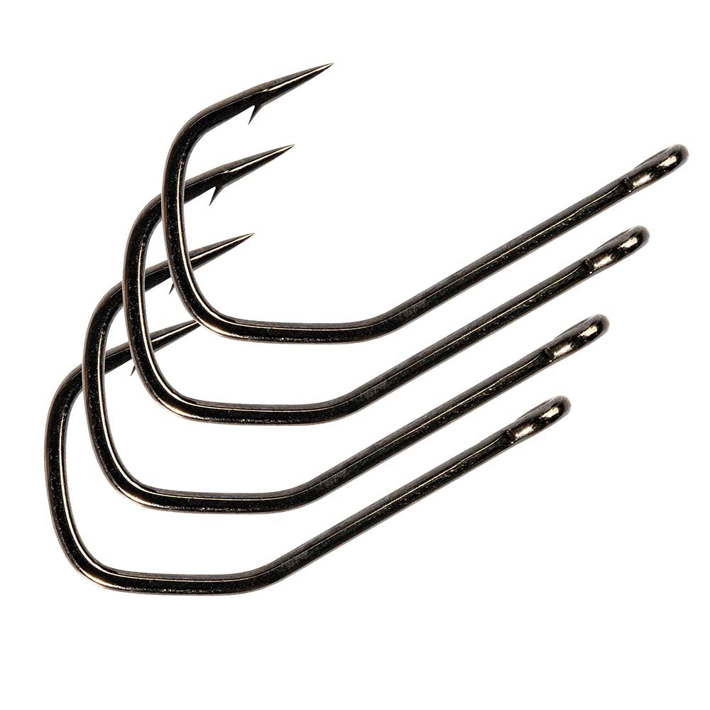 Black replacement hooks with barbed points and four curved U-shaped wire bodies