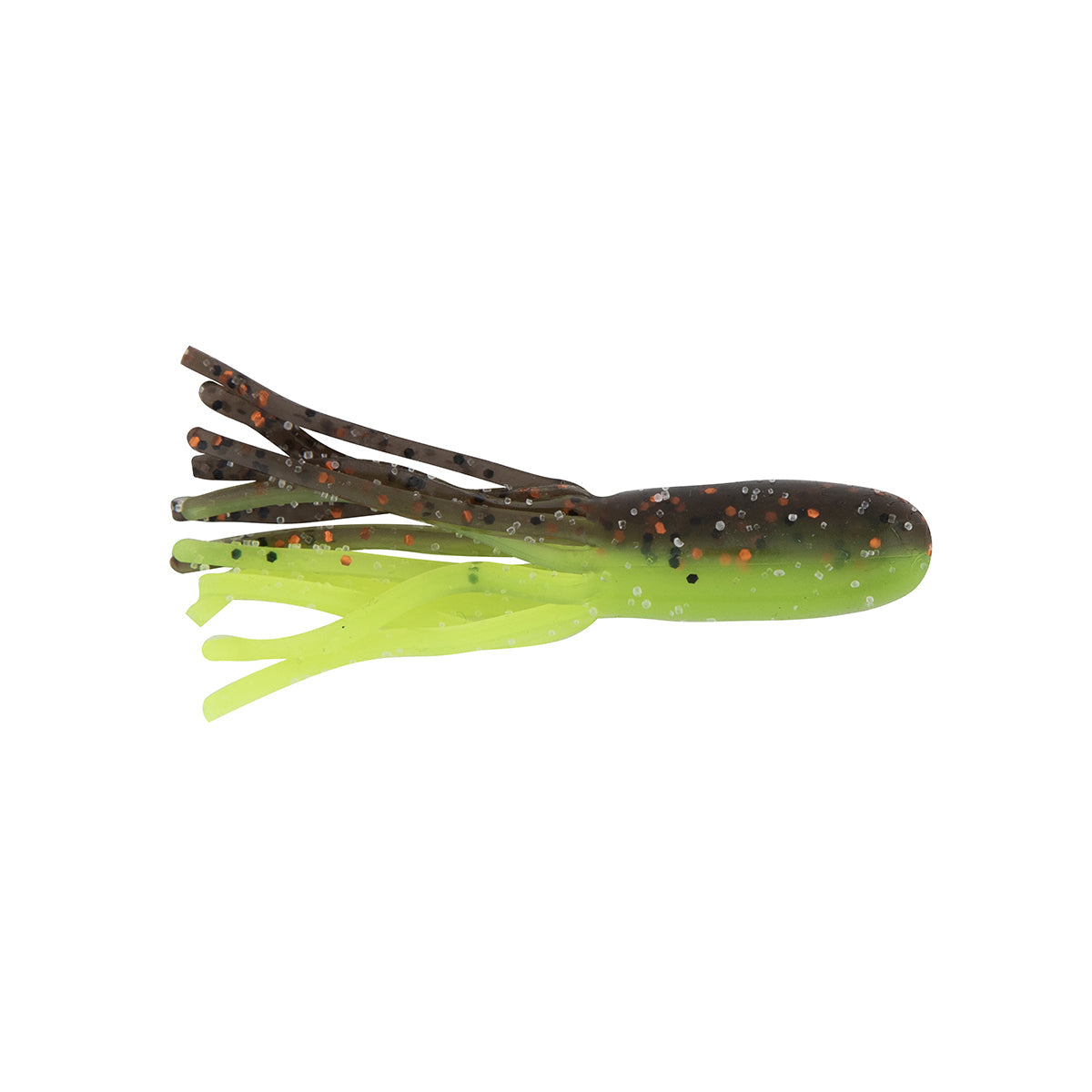Llama TubeZ soft tube lure with neon green body and speckled black tail
