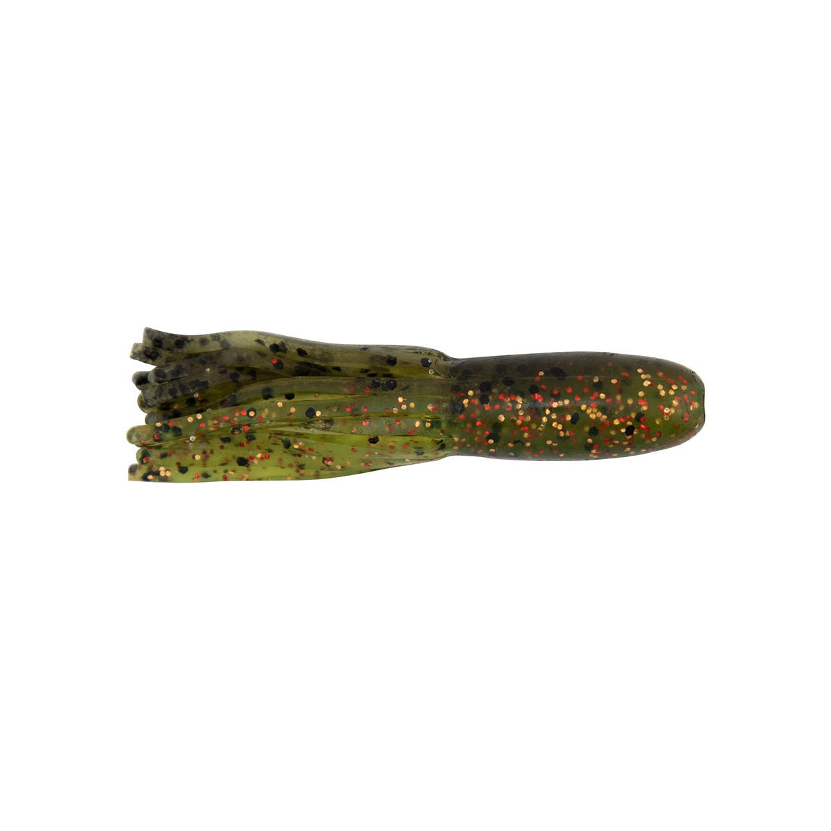 Llama TubeZ soft tube lure in olive green with orange and red speckles