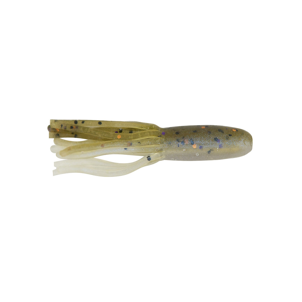 Llama TubeZ soft tube lure in pale yellow-green with purple and blue speckles