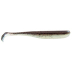 Silver shad soft swimbait lure with curved tail and speckled finish