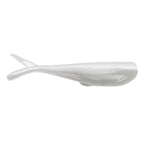 Translucent white soft plastic fishing lure with subtle texture and curved tail.