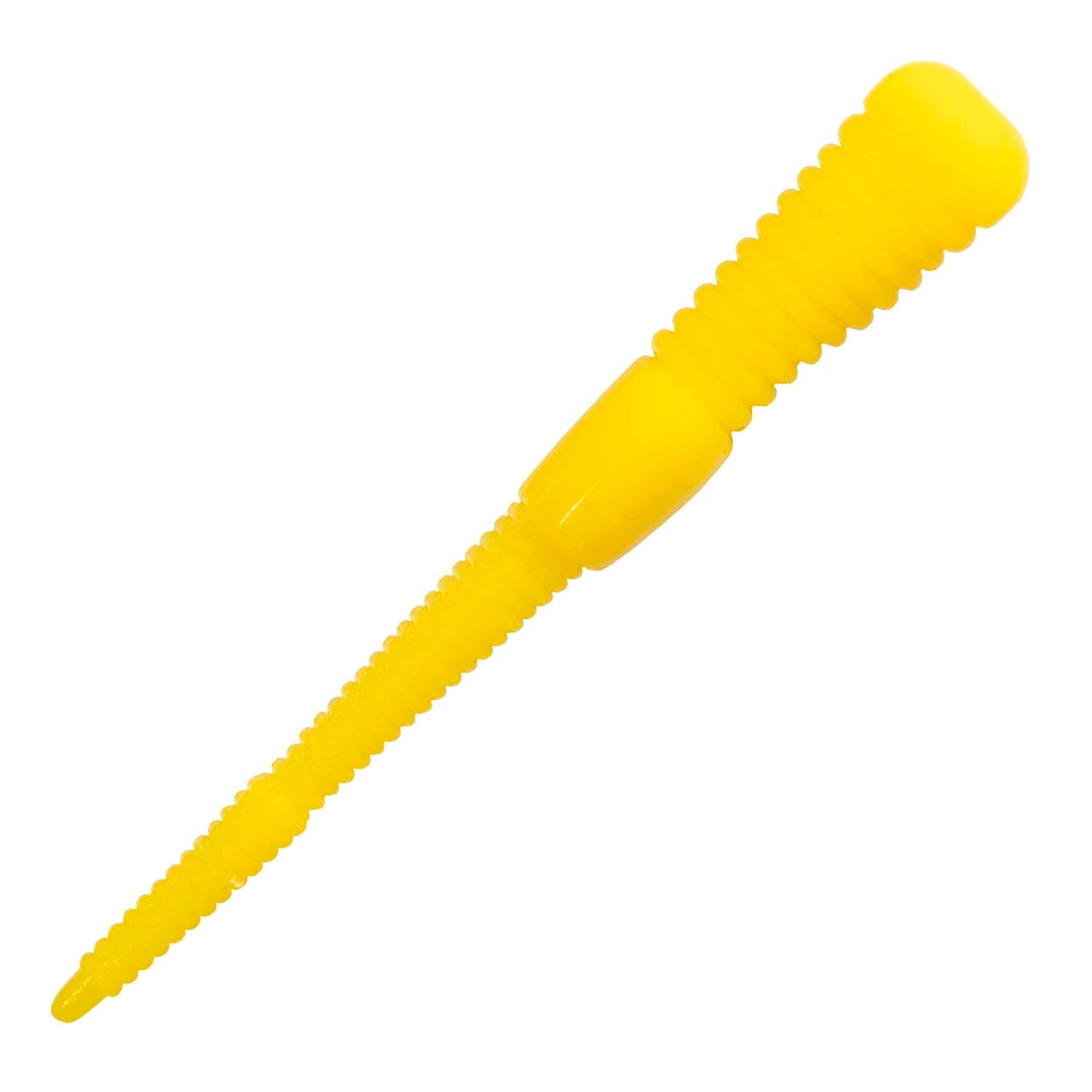 Micro WormZ soft plastic worm lure in vivid yellow with yellow head