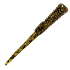 Micro WormZ soft plastic worm lure in brown-gold camo with dark brown head