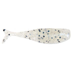 Shad FryZ fishing lure, translucent white with blue speckles and rounded eye