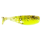 Shad FryZ fishing lure, translucent chartreuse with heavy dark speckling and glitter