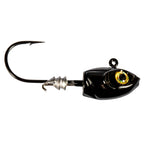 Black shad fishing jig with single hook and silver star-shaped jighead