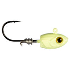 Light chartreuse shad fishing jig with single hook and silver star-shaped jighead