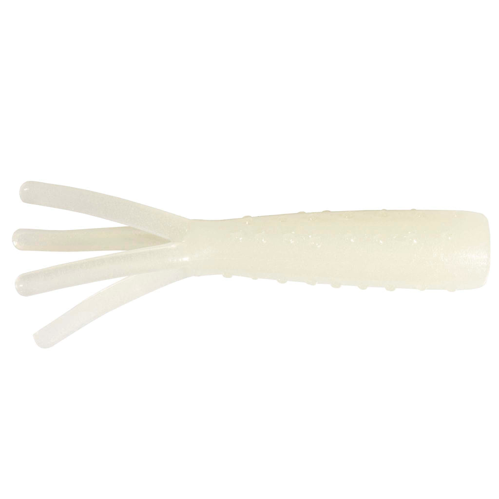 White soft plastic fishing lure with translucent body and five short tentacle legs