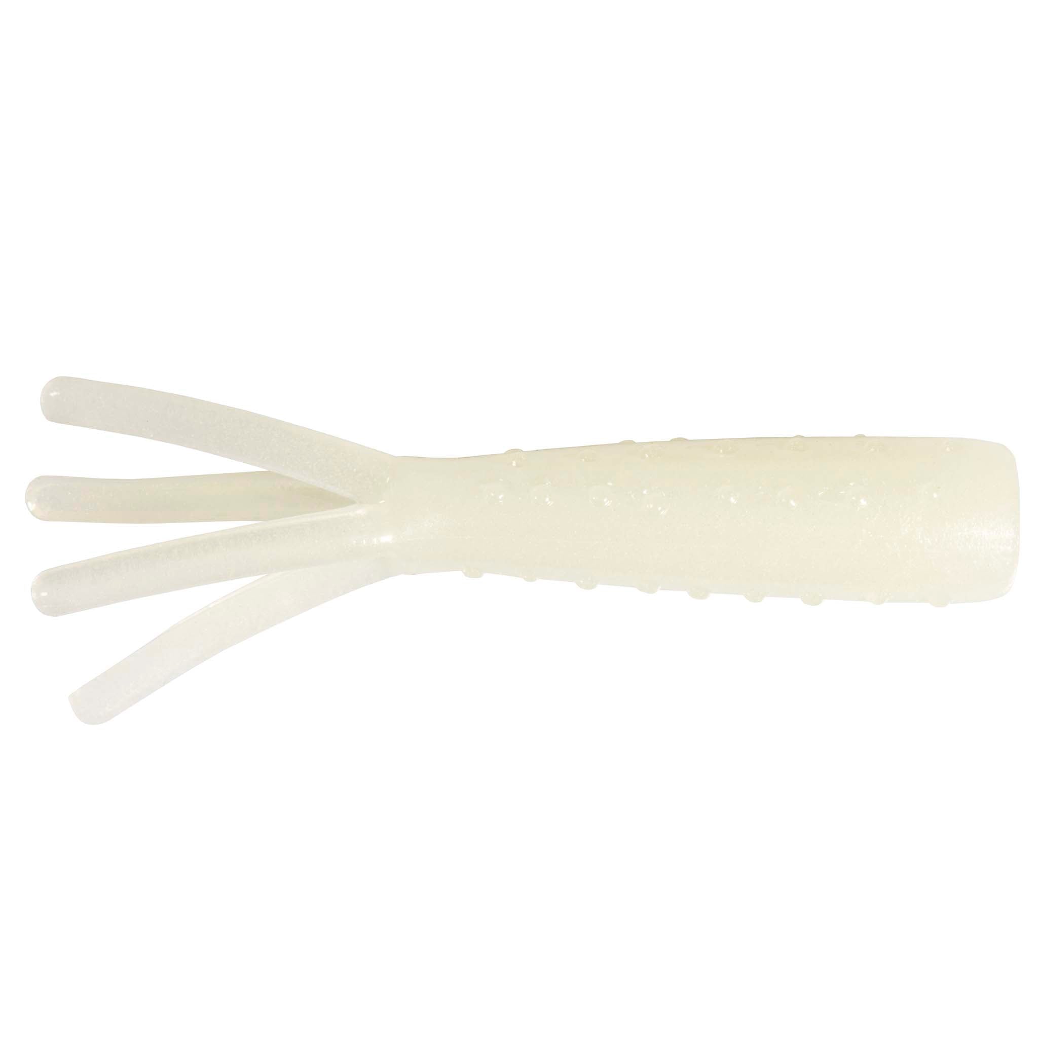 White soft plastic fishing lure with translucent body and five short tentacle legs