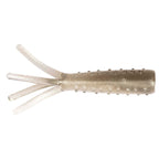 Smoke gray soft plastic fishing lure with clear tentacles and speckled texture