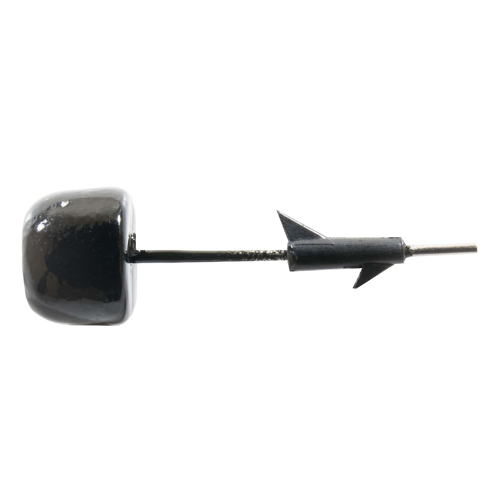 Black mushroom-shaped pin with black arrow back and gold-tone bar
