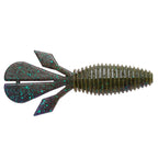 Palmetto BugZ soft plastic fishing lure, dark teal-black glitter with ribbed body and paddle fins