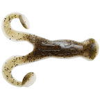 Mud minnow soft plastic frog lure in translucent brown with dark speckles