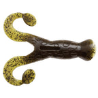 Green pumpkin soft plastic frog lure in dark olive with speckled curled legs