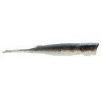 Blue-silver glitter shad soft plastic lure with speckled pattern and tapered tail