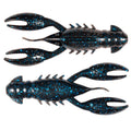Blue glitter crawfish-style fishing lure set, two craws with long claws