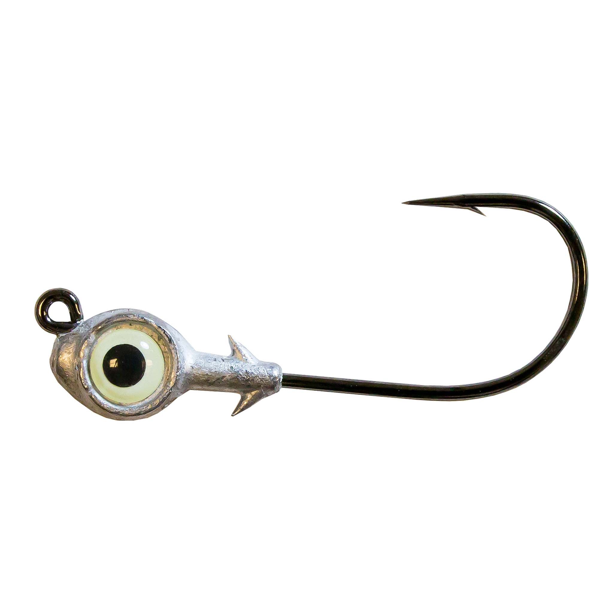Redfish eye jighead with pearl white round eye and star-shaped collar, single fishing hook
