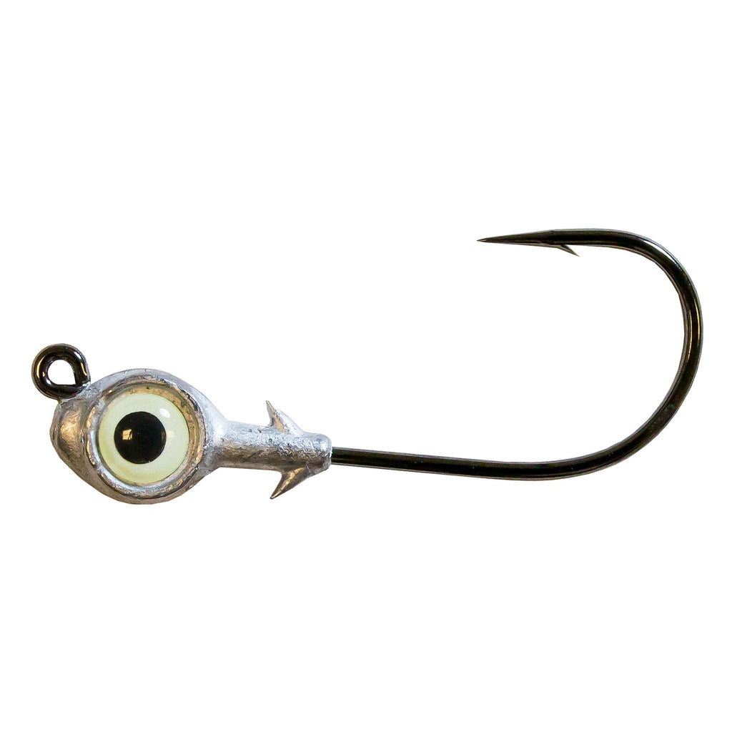 Redfish eye jighead with pearl white round eye and star-shaped collar, single fishing hook