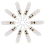 Rattle-Snaker rattle tips with clear tubes and silver bead covers, spread out
