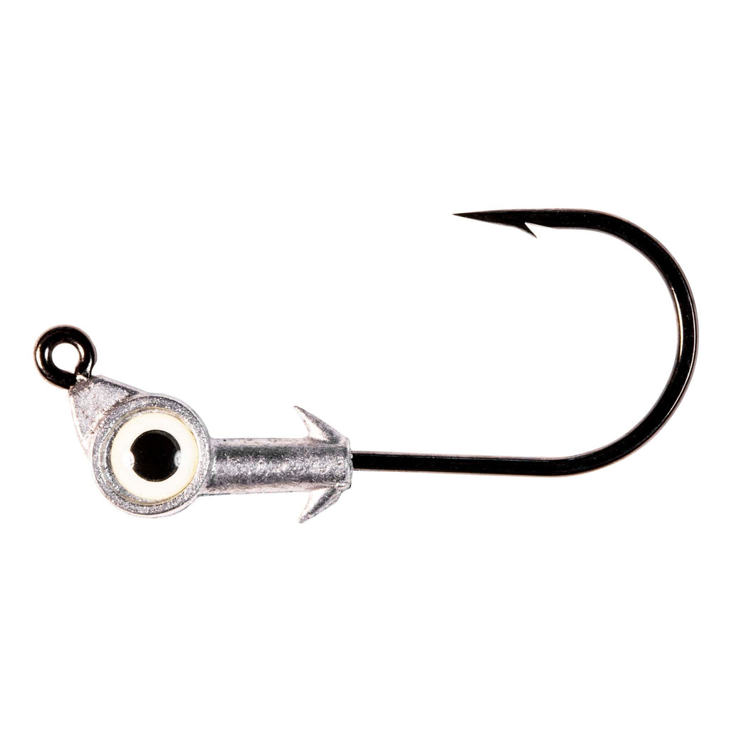 Swimbait jighead with dark reflective eye and black hook