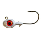 Fishing jighead with round red eye, lead head with 1 hook