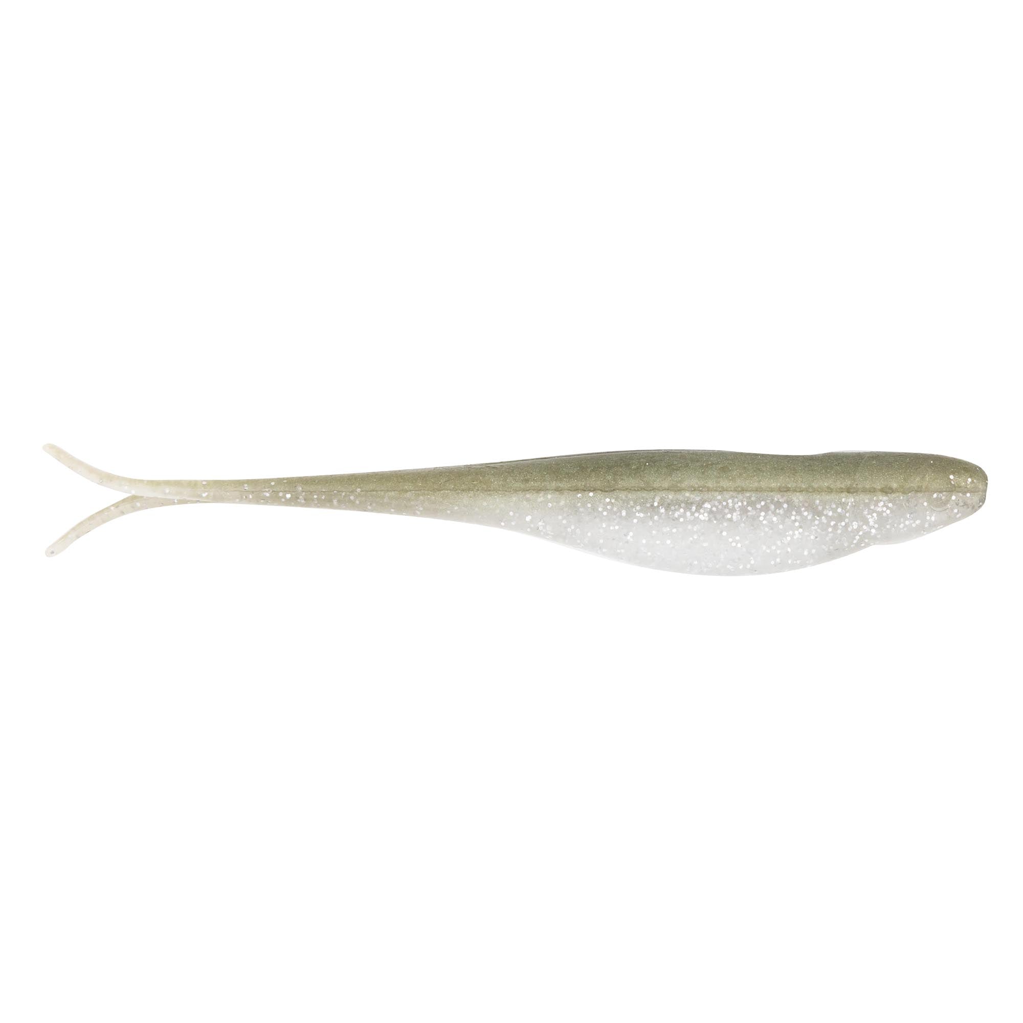 Scented jerk shad lure, green-gray back and white glitter belly