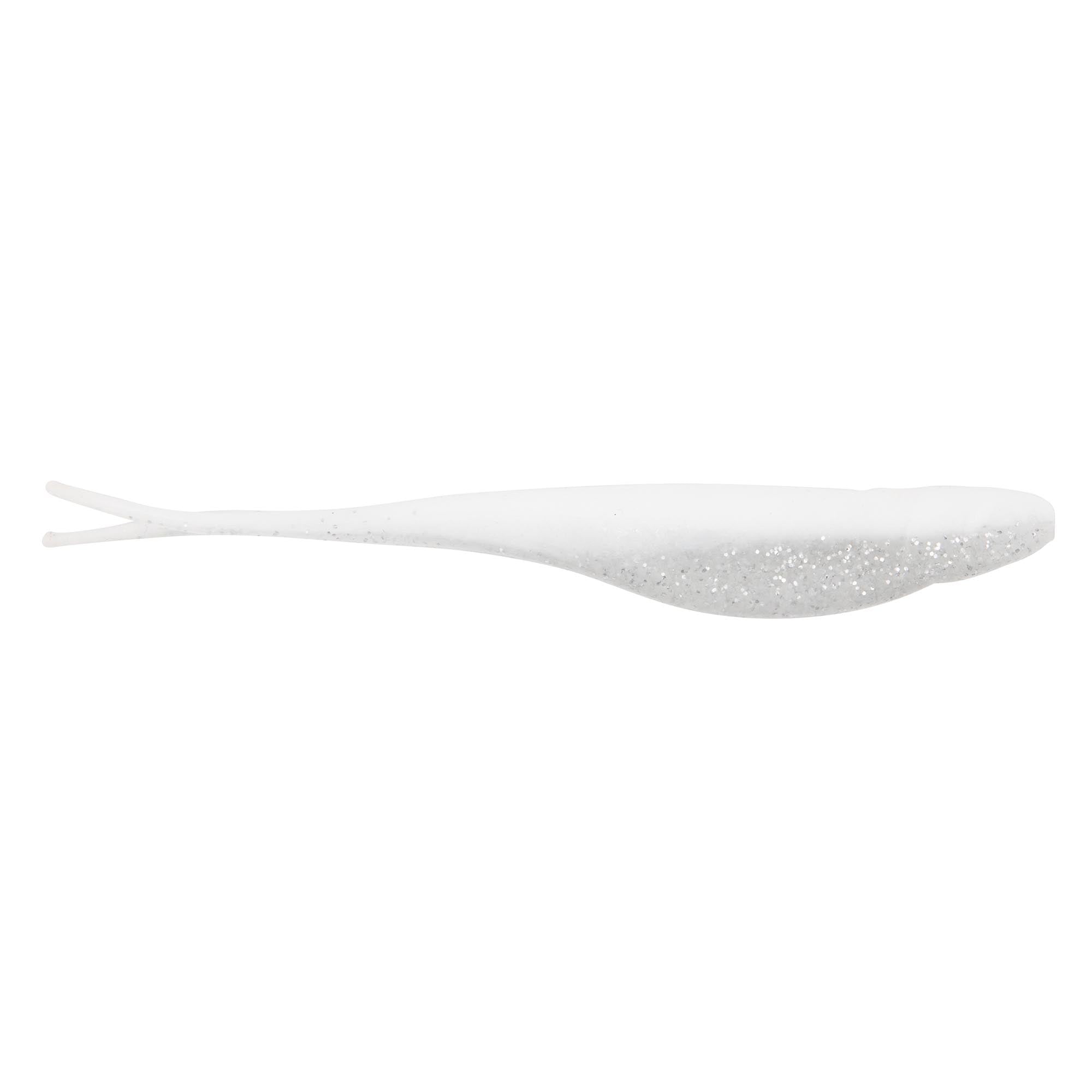 Scented jerk shad lure, white glitter body with thin tail fins