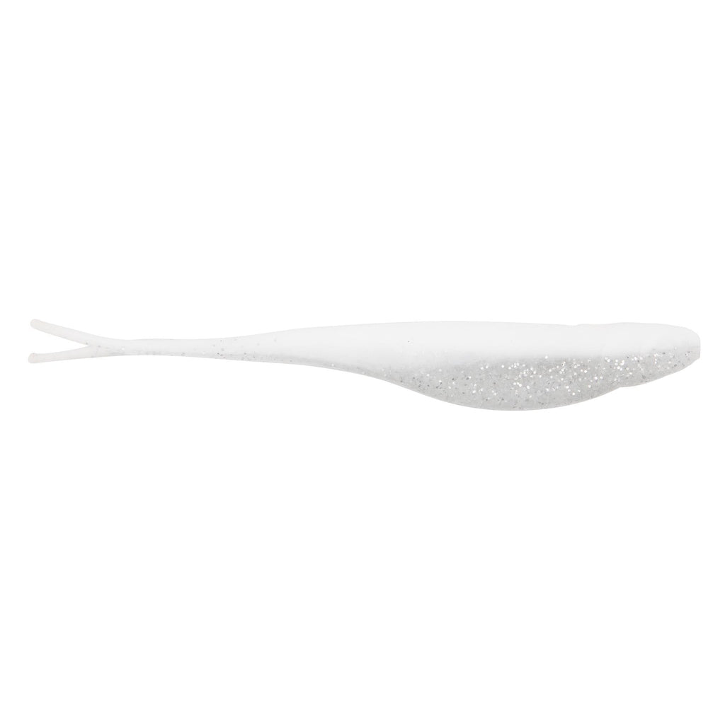 Scented jerk shad lure, pearl white with speckled glitter tail