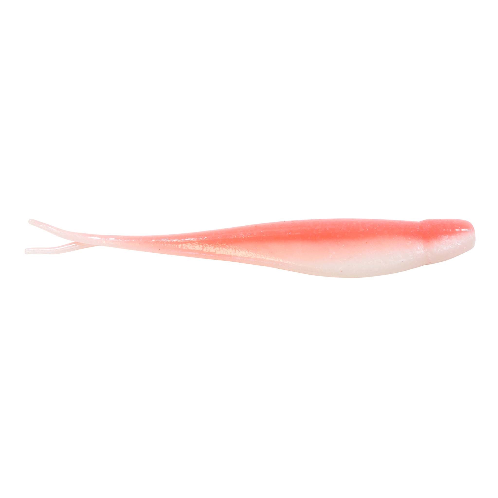 Jerk shad lure in pale pink translucent finish with fork tail