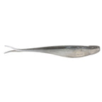Jerk shad lure in dark gray-silver with subtle sparkle and fork tail