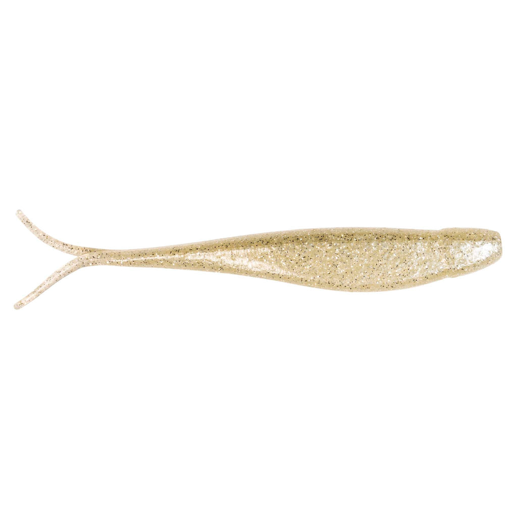 Jerk shad lure in sandy beige with fine glitter and fork tail