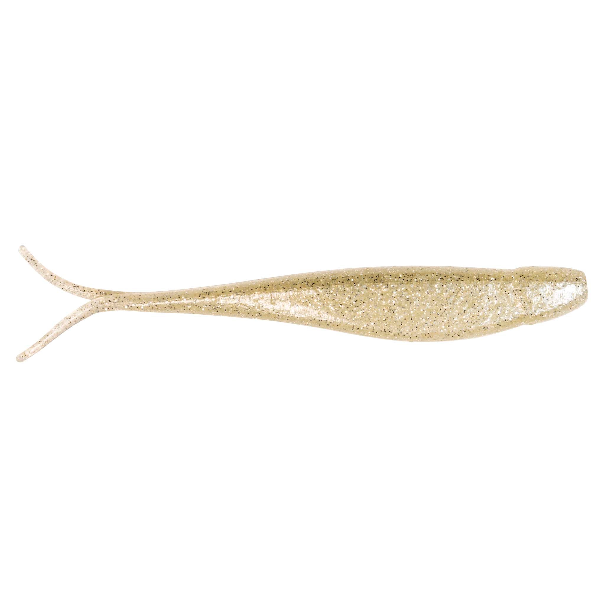 Jerk shad lure in sandy beige with fine glitter and fork tail