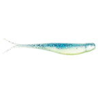 Jerk shad lure in pale white with blue speckles and fork tail