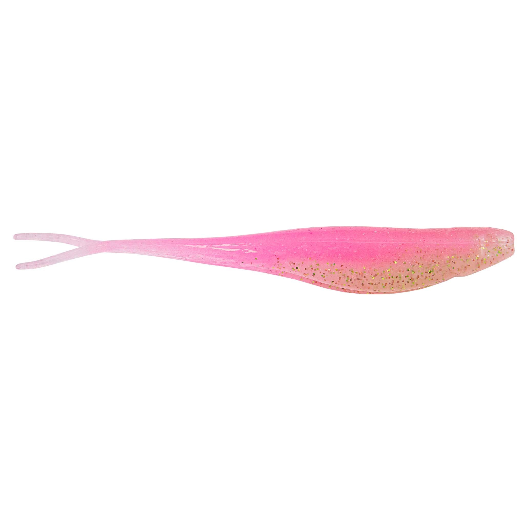 Scented jerk shad lure, pink-magenta with speckles and forked tail