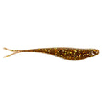Scented jerk shad lure, dark brown-gold glitter with forked tail