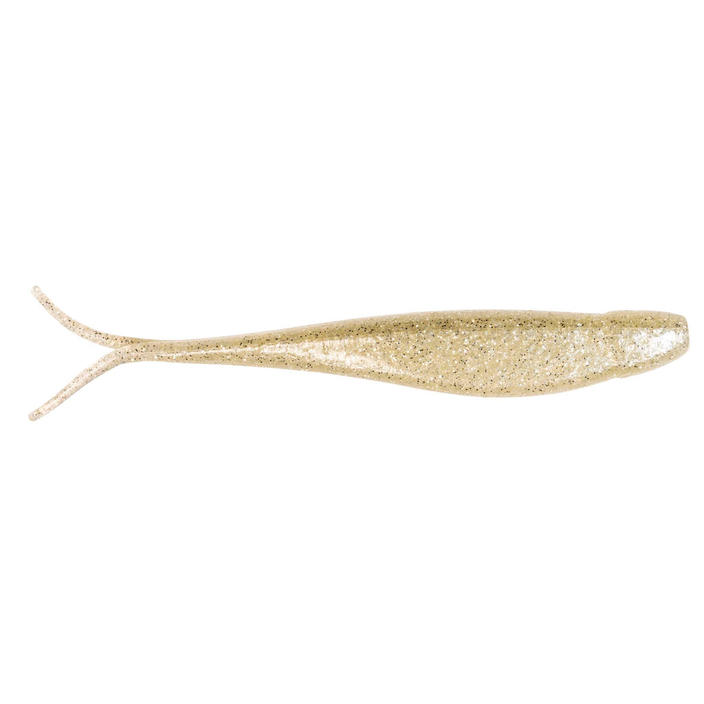 Scented jerk shad lure in light gold glitter with small tail