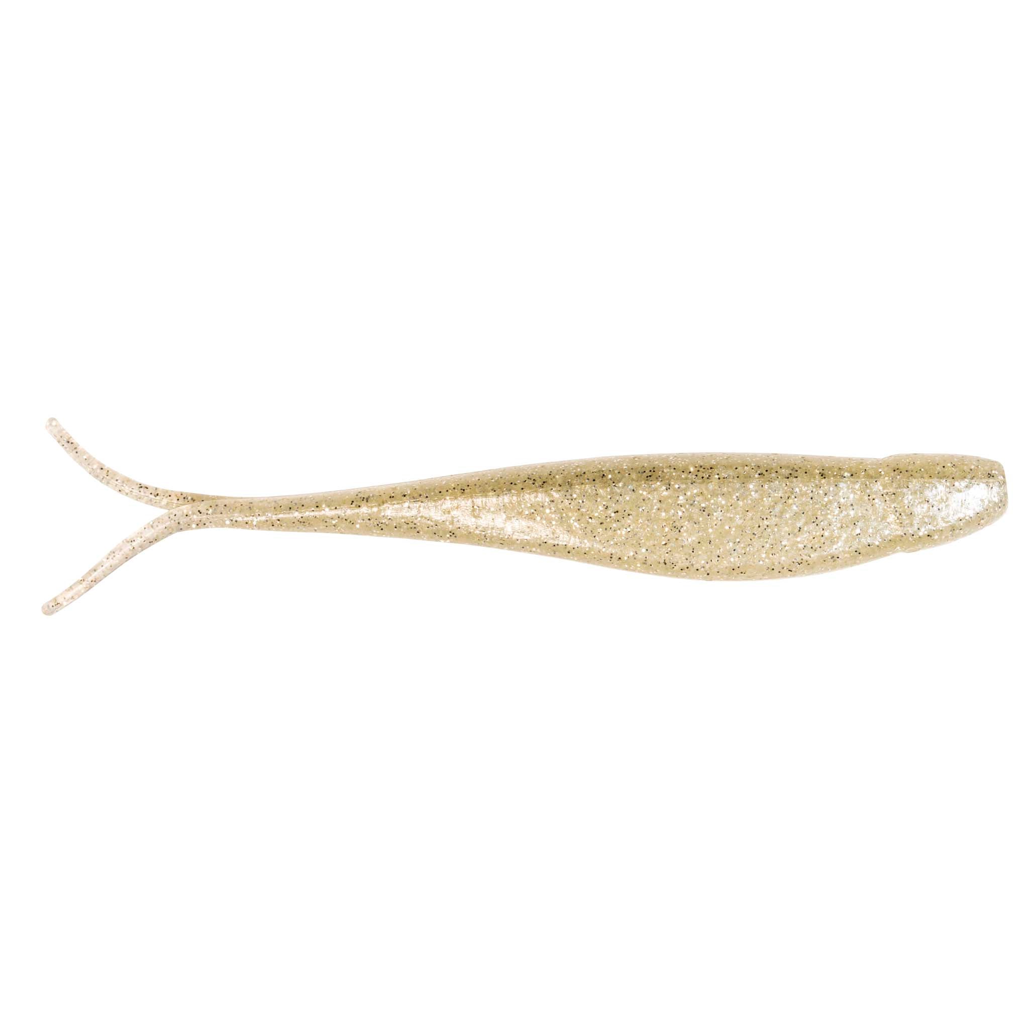 Scented jerk shad lure in light gold glitter with small tail