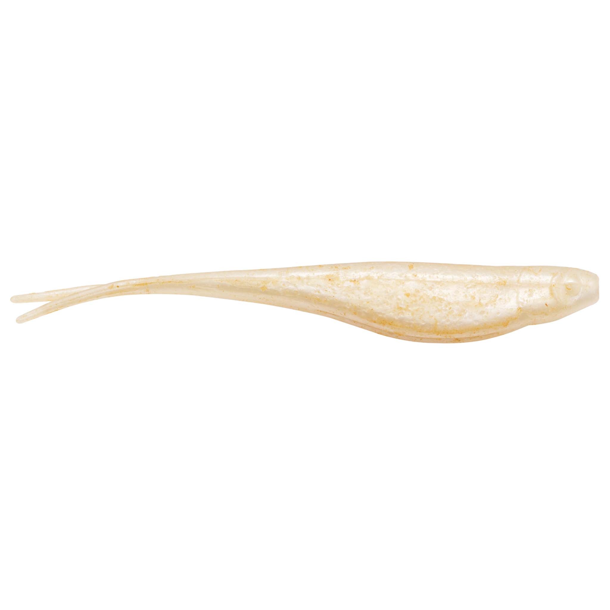 Scented jerk shad lure, cream white color with subtle shimmer and forked tail