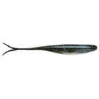 Scented jerk shad soft plastic lure in dark gray/black speckle, forked tail.
