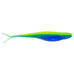 Scented jerk shad soft plastic lure with green-to-blue gradient, forked tail.