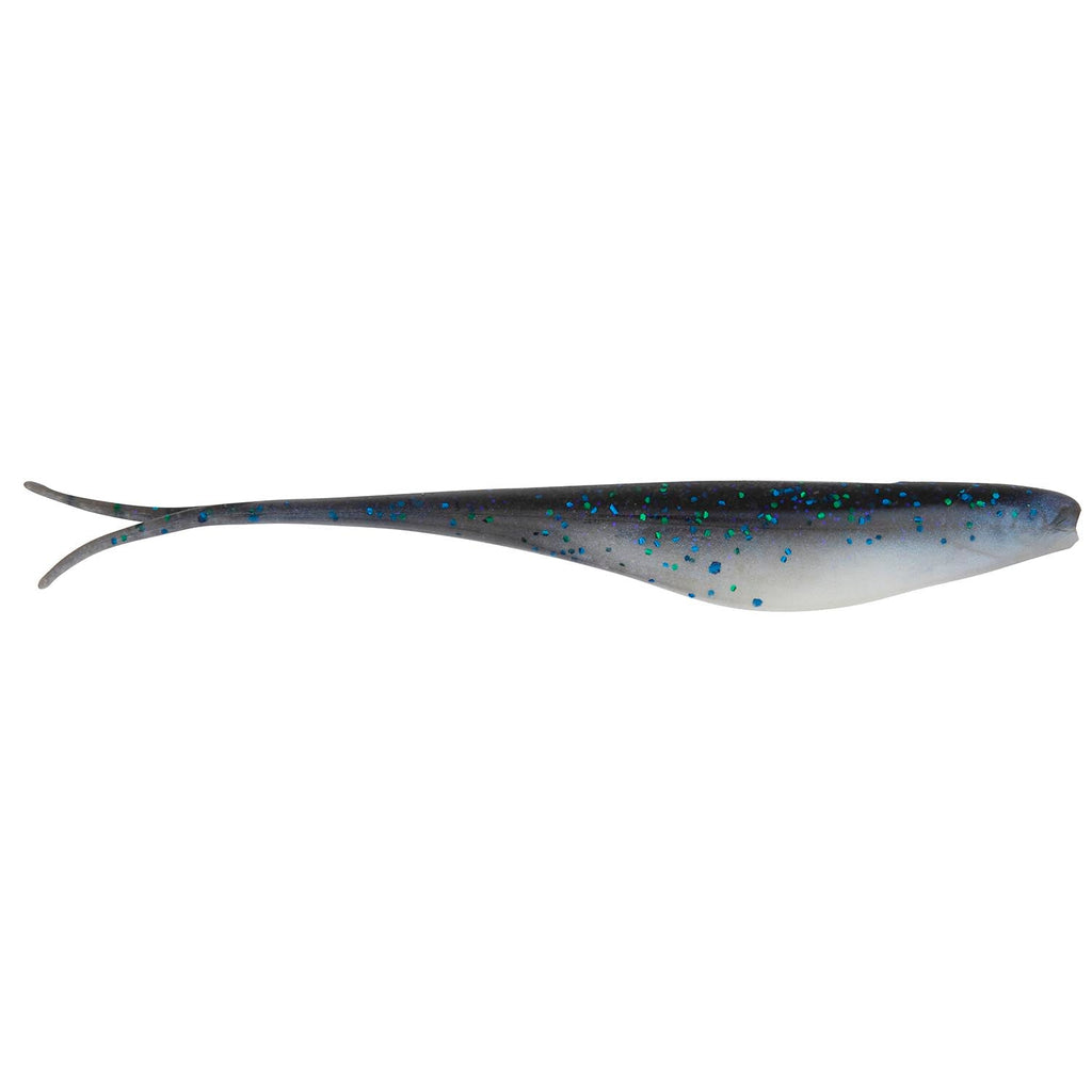 Scented jerk shad lure, dark blue top with silver-blue speckles