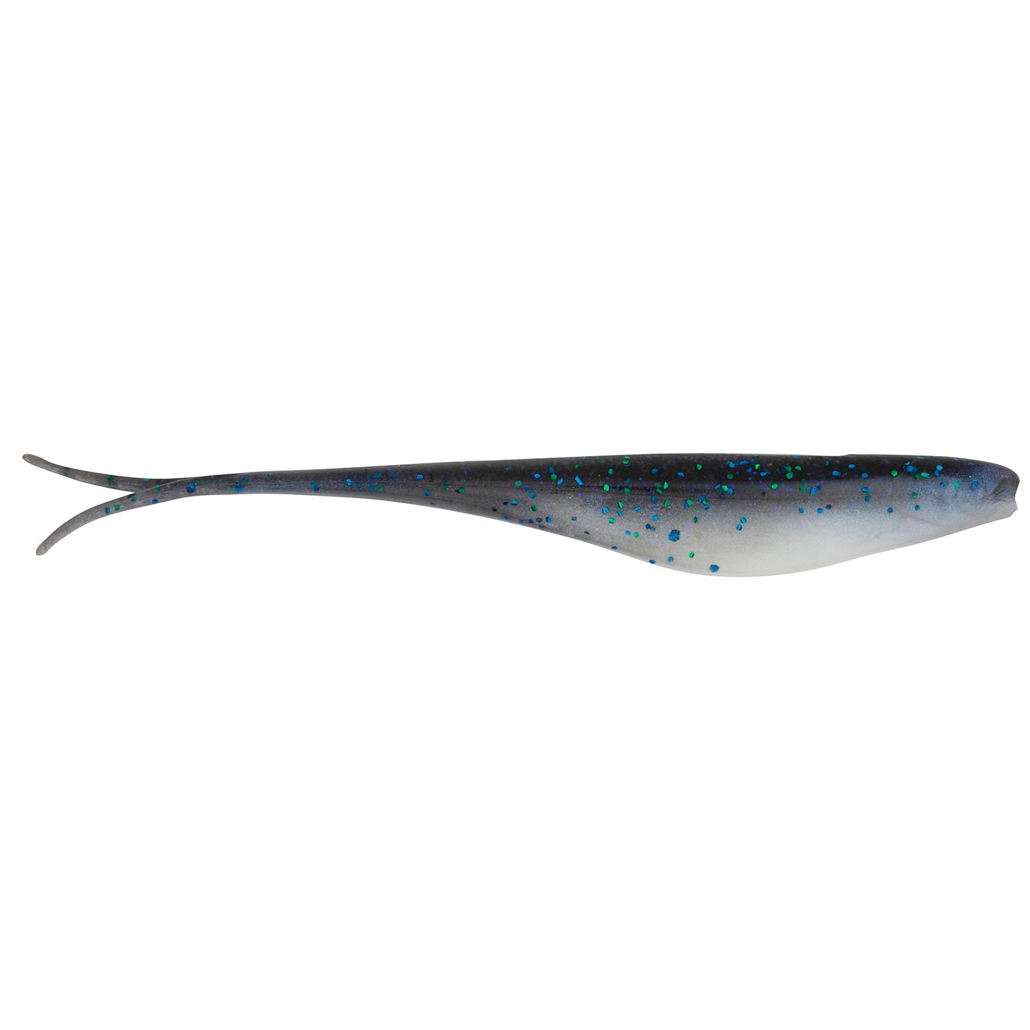 Scented jerk shad lure, dark blue top with silver-blue speckles